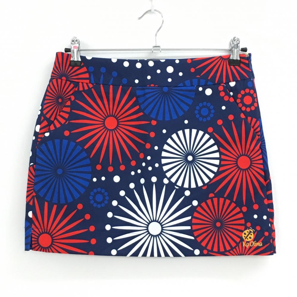 【超美品】ラウドマウス スカート ネイビー×レッド 花火総柄 ファイヤーワークス  レディース US-2 ゴルフウェア LOUDMOUTH