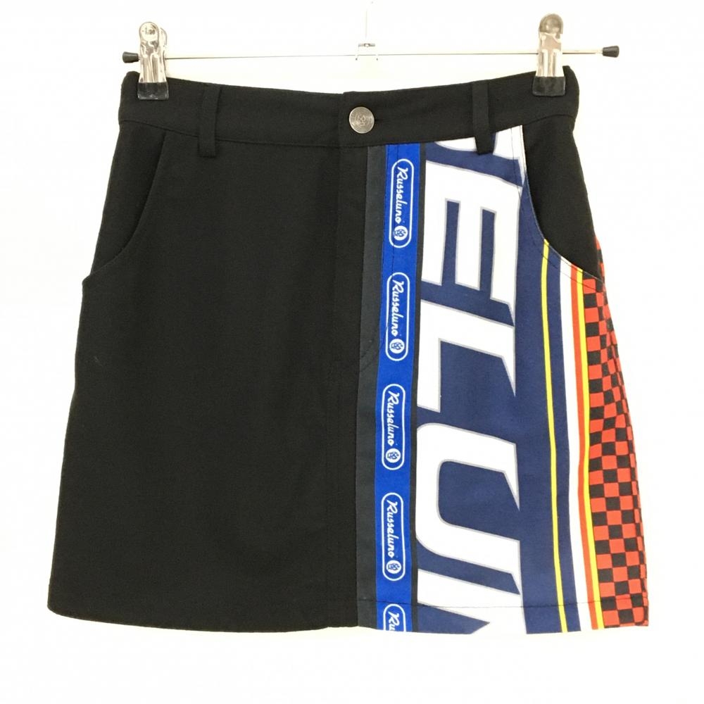 【超美品】ラッセルノ スカート 黒×ネイビー ルチャ 内側インナーパンツ  レディース 0(S) ゴルフウェア RUSSELUNO