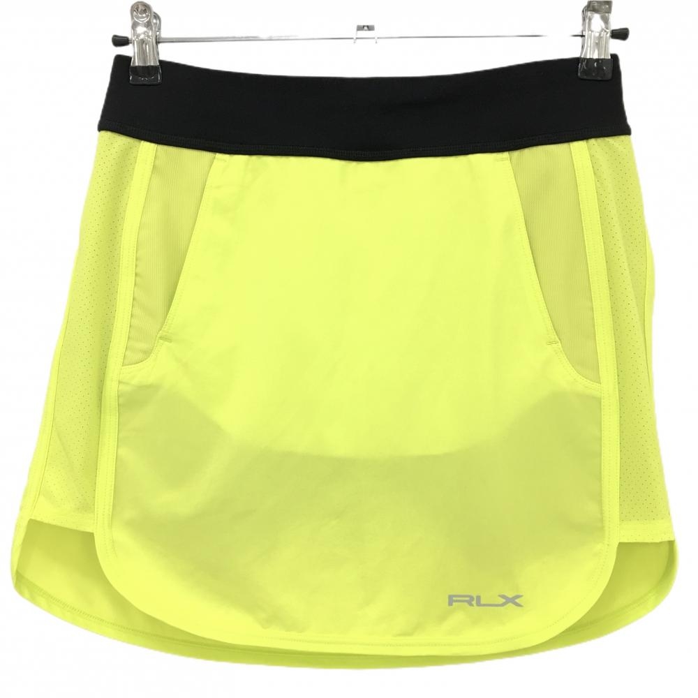 【超美品】RLXラルフローレン ストレッチスカート イエローグリーン ロゴプリント  レディース XS ゴルフウェア Ralph Lauren