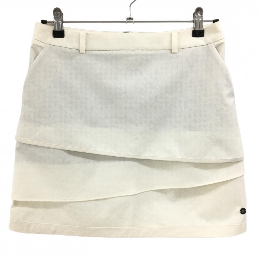 【美品】ランバンスポール スカート アイボリー 地模様 裏地付  レディース 40(L) ゴルフウェア LANVIN SPORT