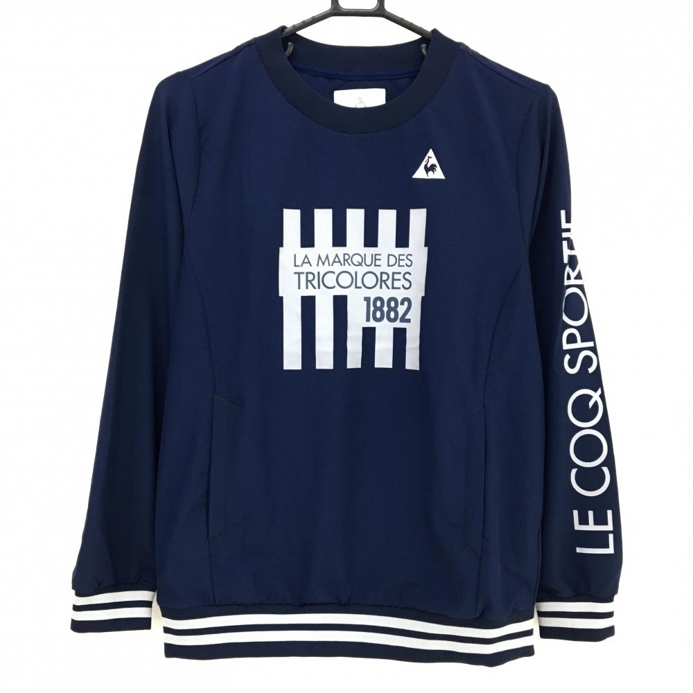 【超美品】ルコックゴルフ スニード  ネイビー×グレー フロント・袖ロゴ サイドジップ レディース M ゴルフウェア le coq sportif