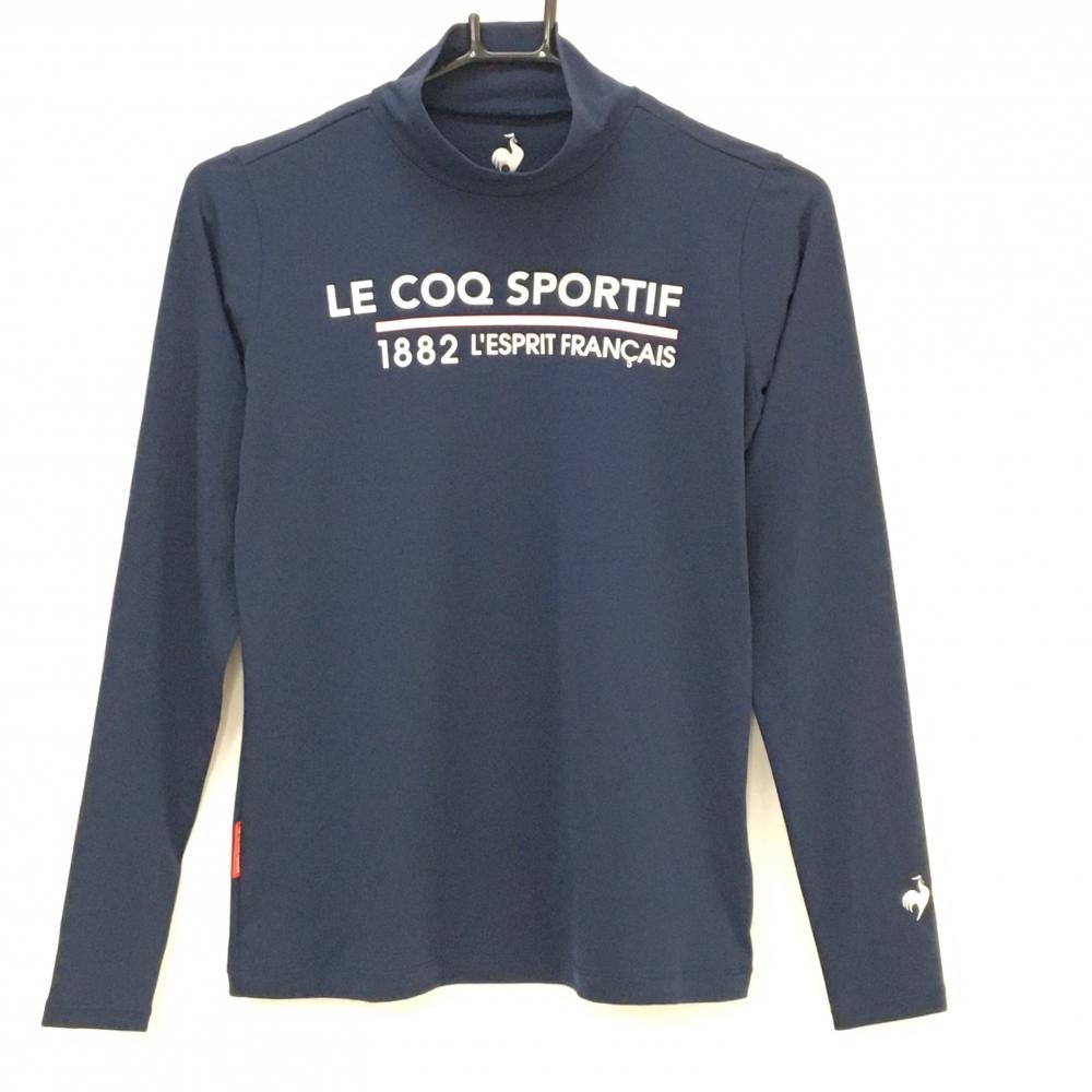 【新品】ルコックゴルフ 長袖ハイネックシャツ ネイビー 吸汗速乾 ストレッチ UVカット  レディース M ゴルフウェア le coq sportif
