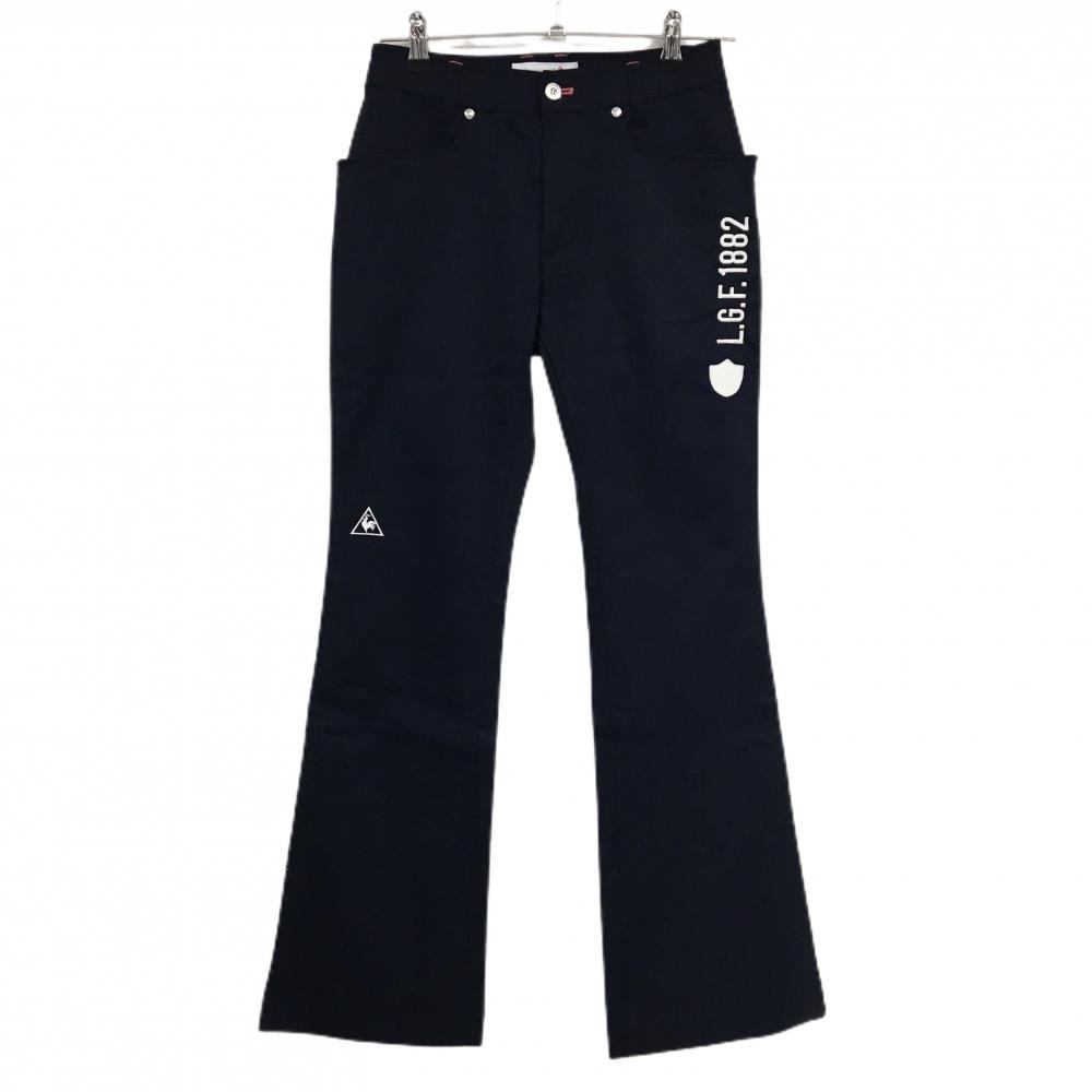 【超美品】ルコックゴルフ パンツ ネイビー×ピンク×白 ヒップ・サイド刺しゅう レディース 7 ゴルフウェア le coq sportif