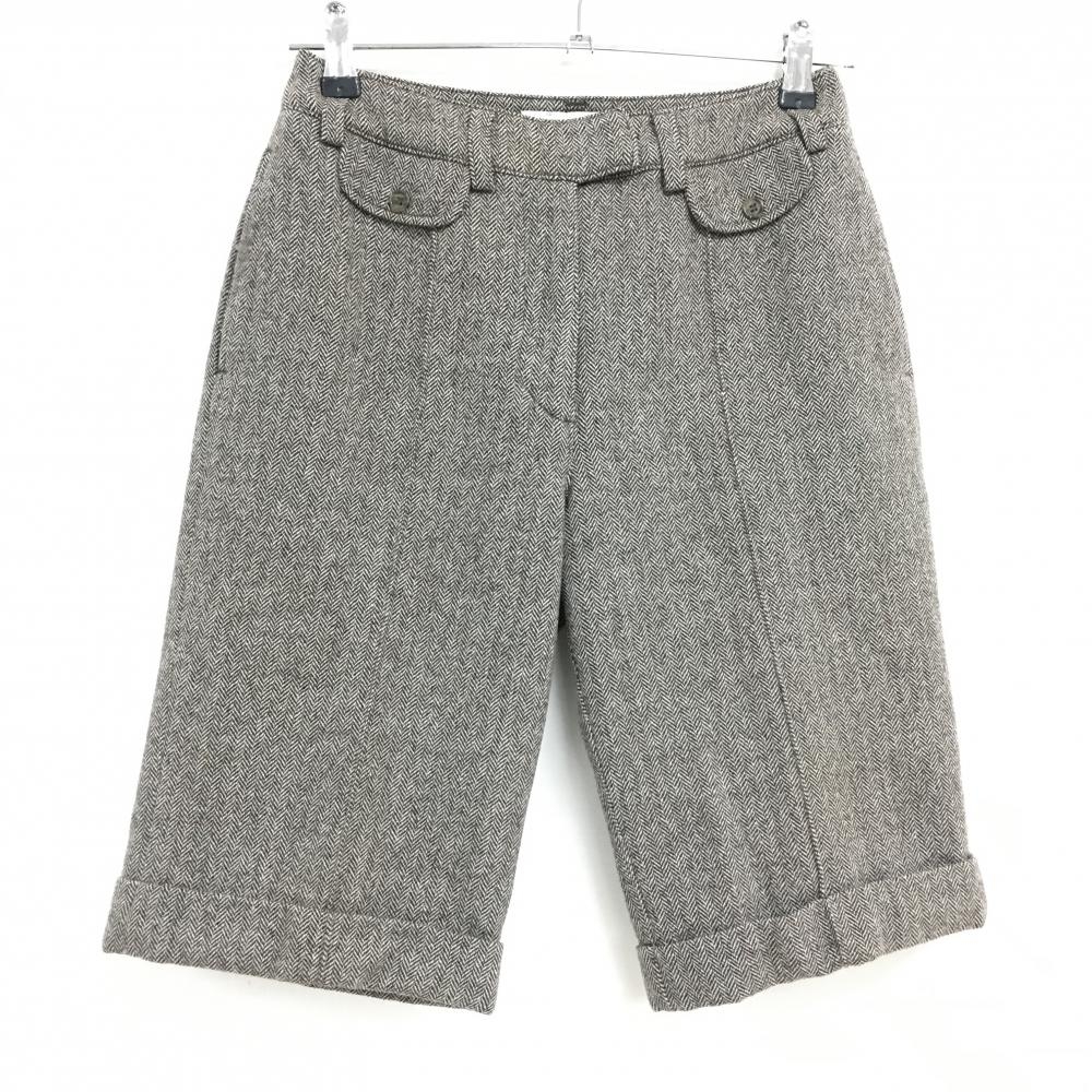 【超美品】ルコック ハーフパンツ ブラウン×白 ヘリンボーン 裏地付  レディース 7 ゴルフウェア le coq sportif