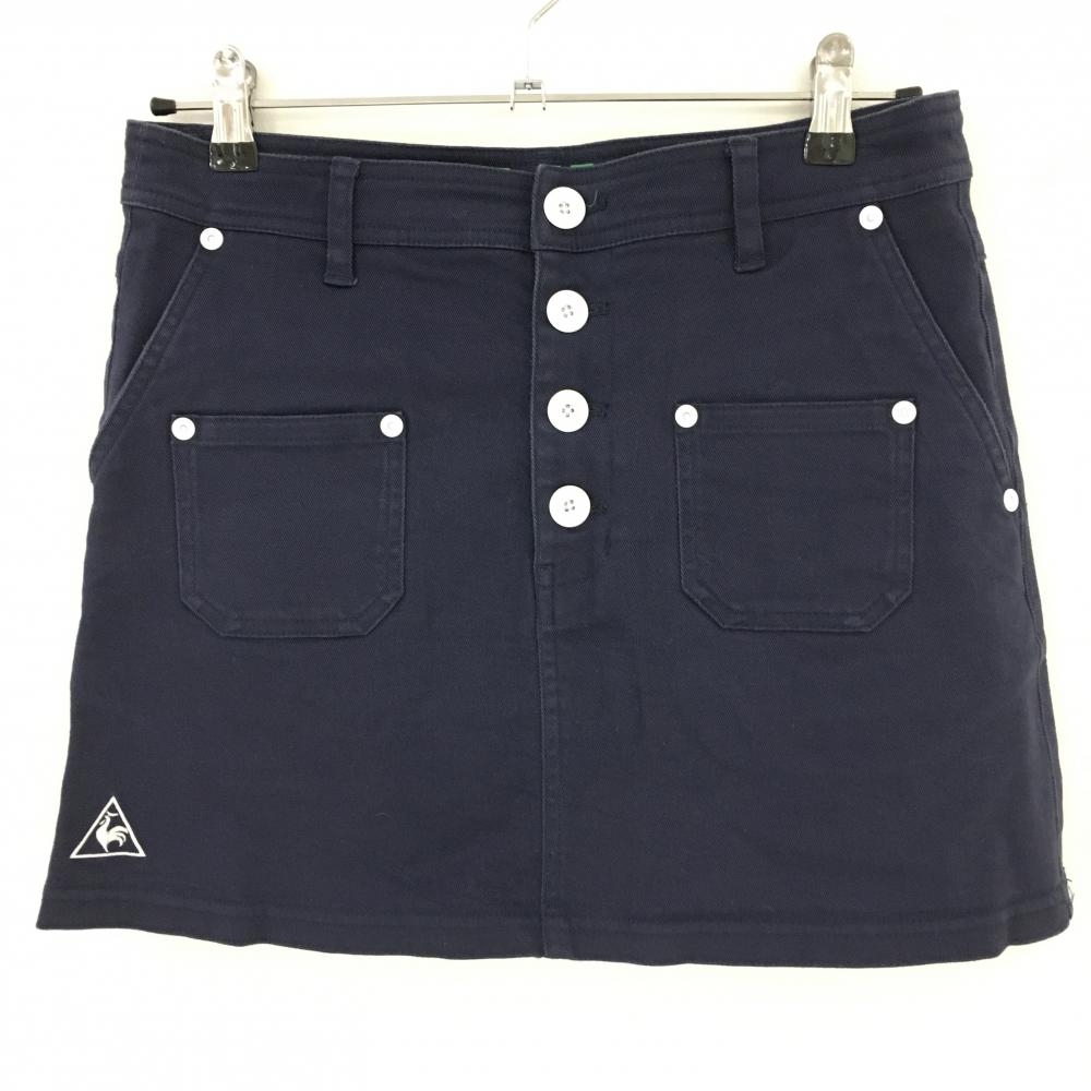 ルコック スカート ネイビー×グリーン バックプリント  レディース 11 ゴルフウェア le coq sportif 画像