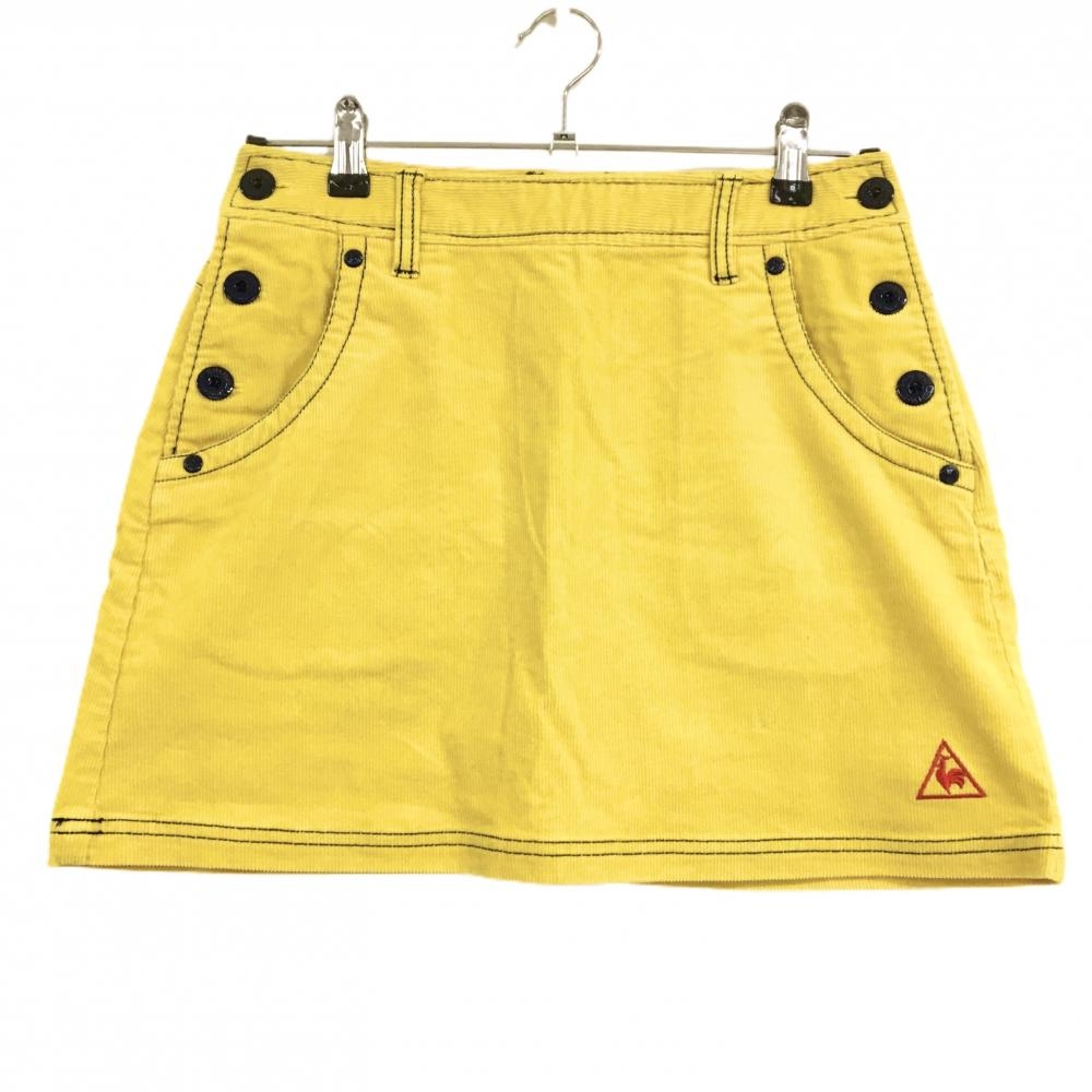 【超美品】ルコック スカート イエロー コーデュロイ インナーパンツ付 ストレッチ  レディース 9 ゴルフウェア le coq sportif