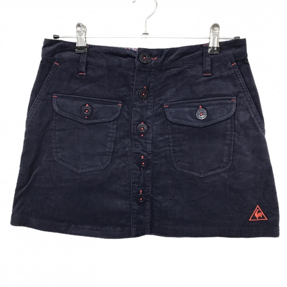 ルコックゴルフ スカート ネイビー コーデュロイ ストッチ フロントボタン  レディース 9 ゴルフウェア le coq sportif