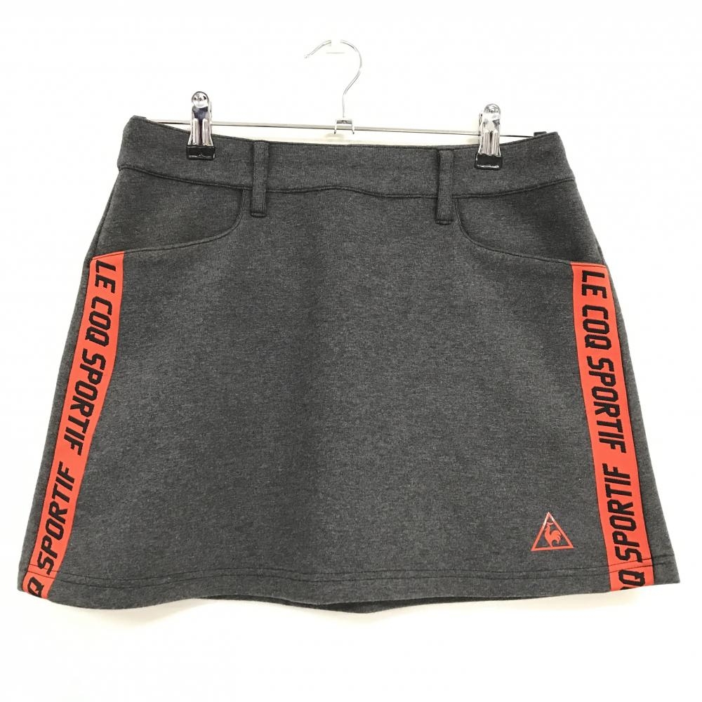 【超美品】ルコックゴルフ スカート グレー×レッド ロゴライン レディース 11 ゴルフウェア le coq sportif