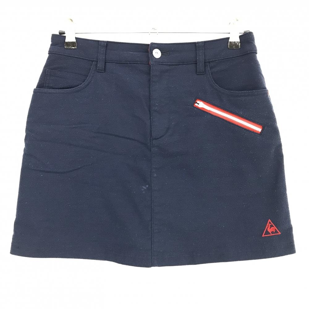 ルコック スカート ネイビー×レッド ジップポケット 刺しゅう 内側インナーパンツ レディース 11 ゴルフウェア le coq sportif