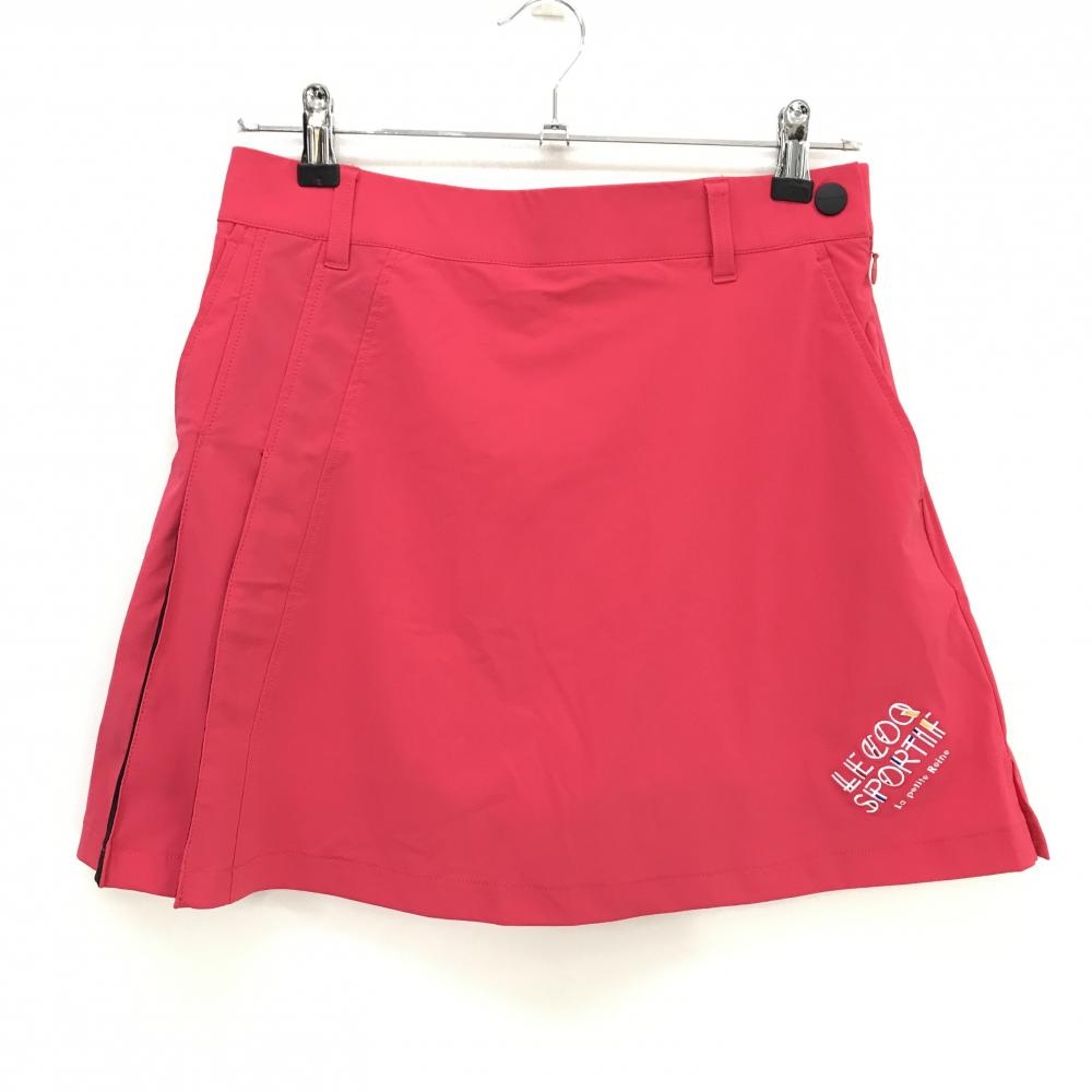 【超美品】ルコックゴルフ スカート レッド サイドプリーツ ストレッチ 内側インナーパンツ レディース M ゴルフウェア le coq sportif
