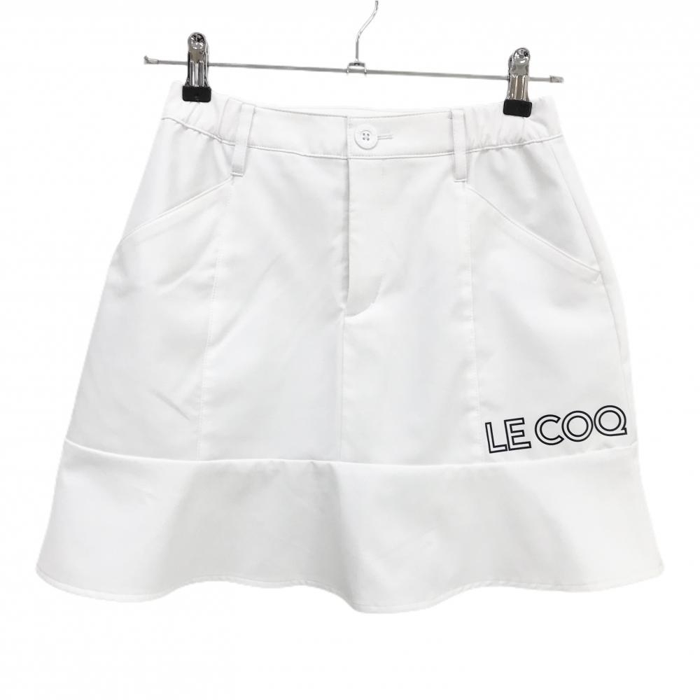 【超美品】ルコックゴルフ スカート 白 裾フレア ストレッチ 内側インナーパンツ レディース 9 ゴルフウェア le coq sportif