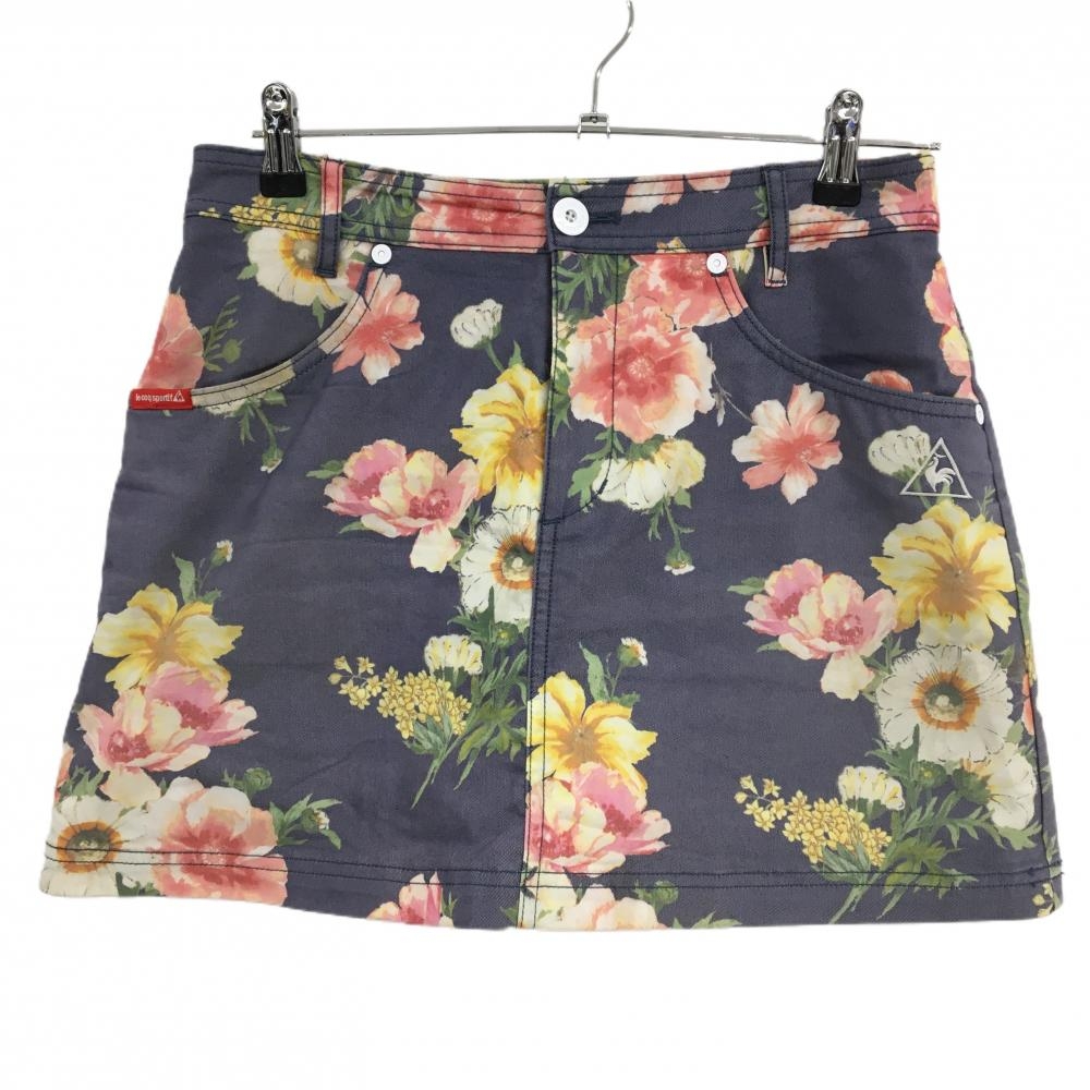 【超美品】ルコックゴルフ スカート パープル×マルチカラー 花柄 ストレッチ  レディース 11 ゴルフウェア le coq sportif
