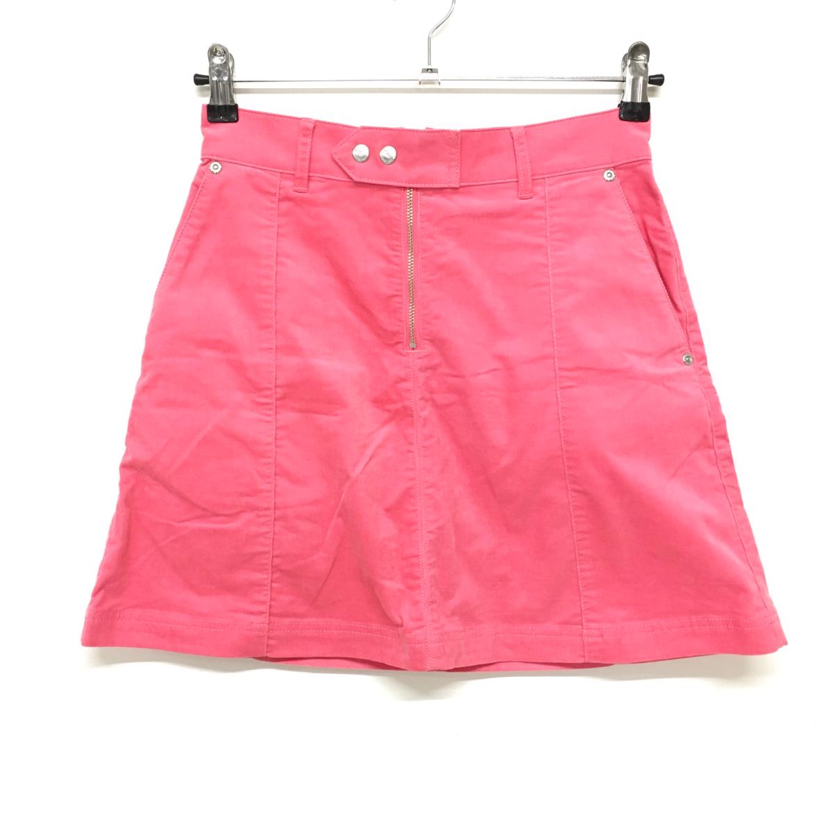 【美品】ルコックゴルフ コーデュロイスカート ピンク インナーパンツ付 ストレッチ レディース 9 ゴルフウェア le coq sportif