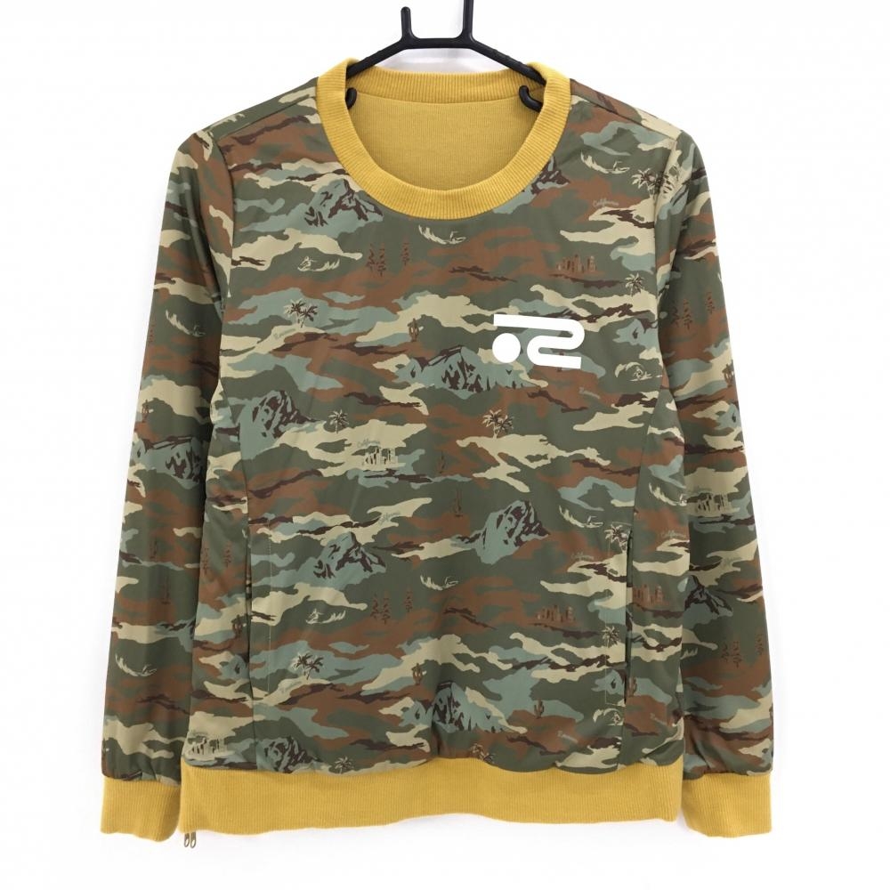 ロサーセン リバーシブルスニード カーキ×ブラウン 迷彩 カモフラ 片面マスタードイエロー レディース M ゴルフウェア Rosasen