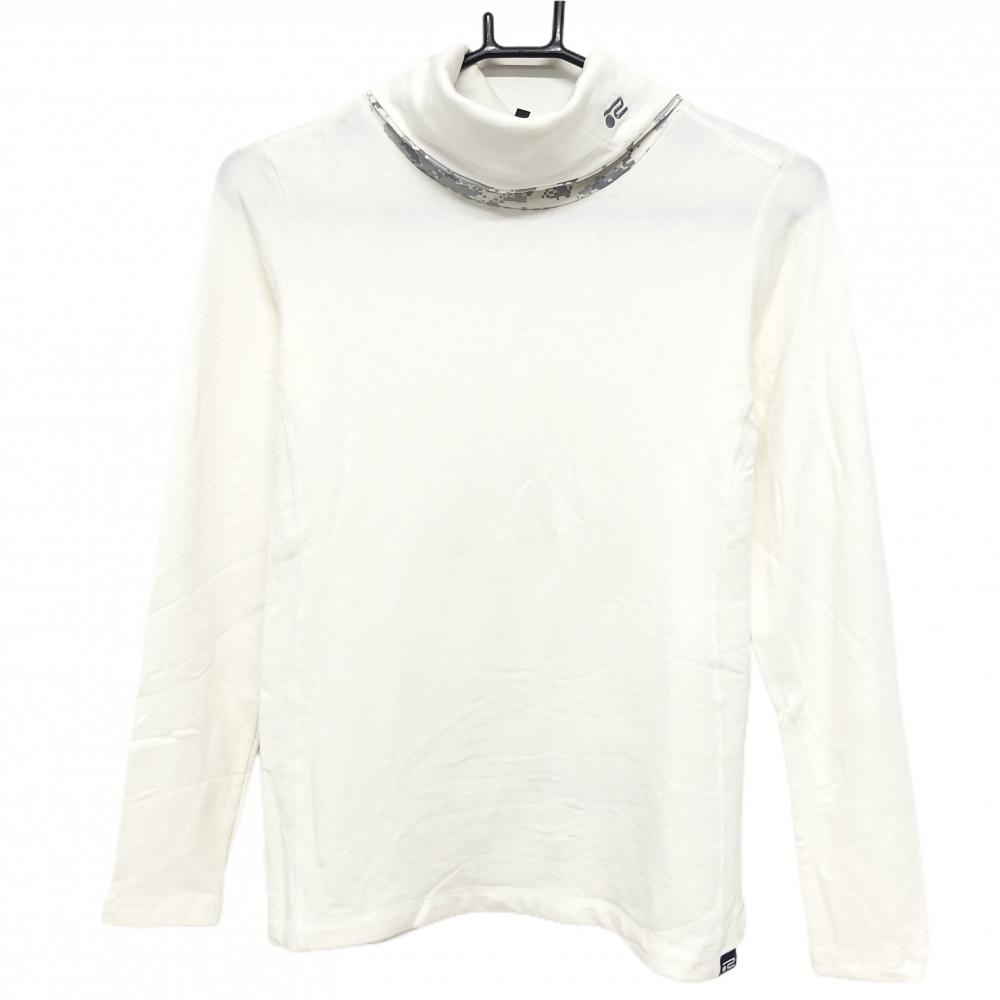 【超美品】ロサーセン 長袖ハイネックシャツ 白 裏起毛 ネック裏デジタルカモフラ レディース L ゴルフウェア Rosasen