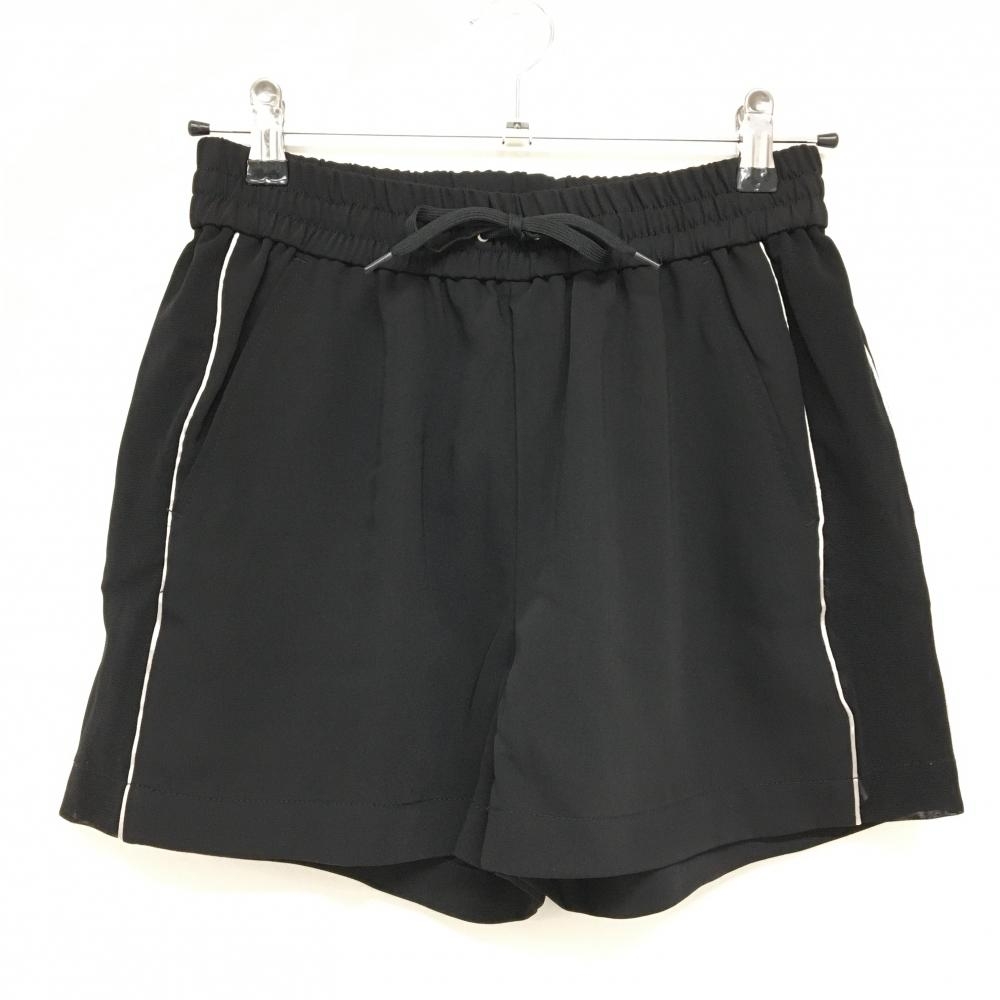 【超美品】ロサーセン ショートパンツ 黒 パイピングシルバー サイドシアー素材 レディース M ゴルフウェア Rosasen