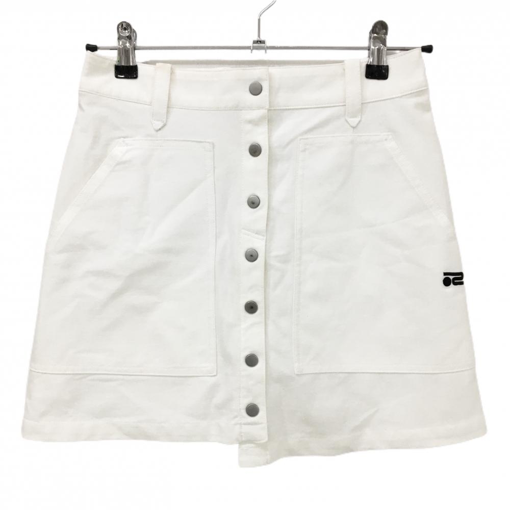 ロサーセン スカート 白 ロゴ黒 スナップボタン 裏地付き レディース S ゴルフウェア Rosasen