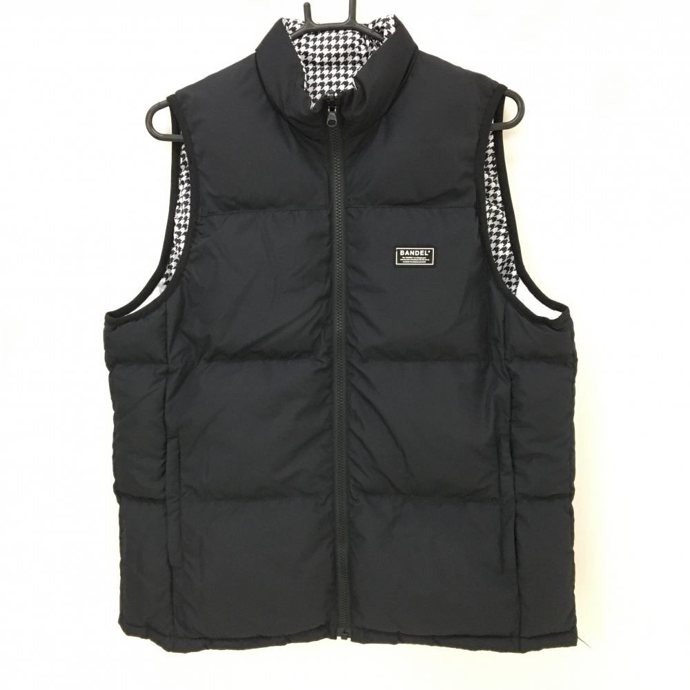 【超美品】バンデル リバーシブルダウンベスト 黒×白 片面千鳥格子 蓄熱性 メンズ M ゴルフウェア 2024年モデル BANDEL