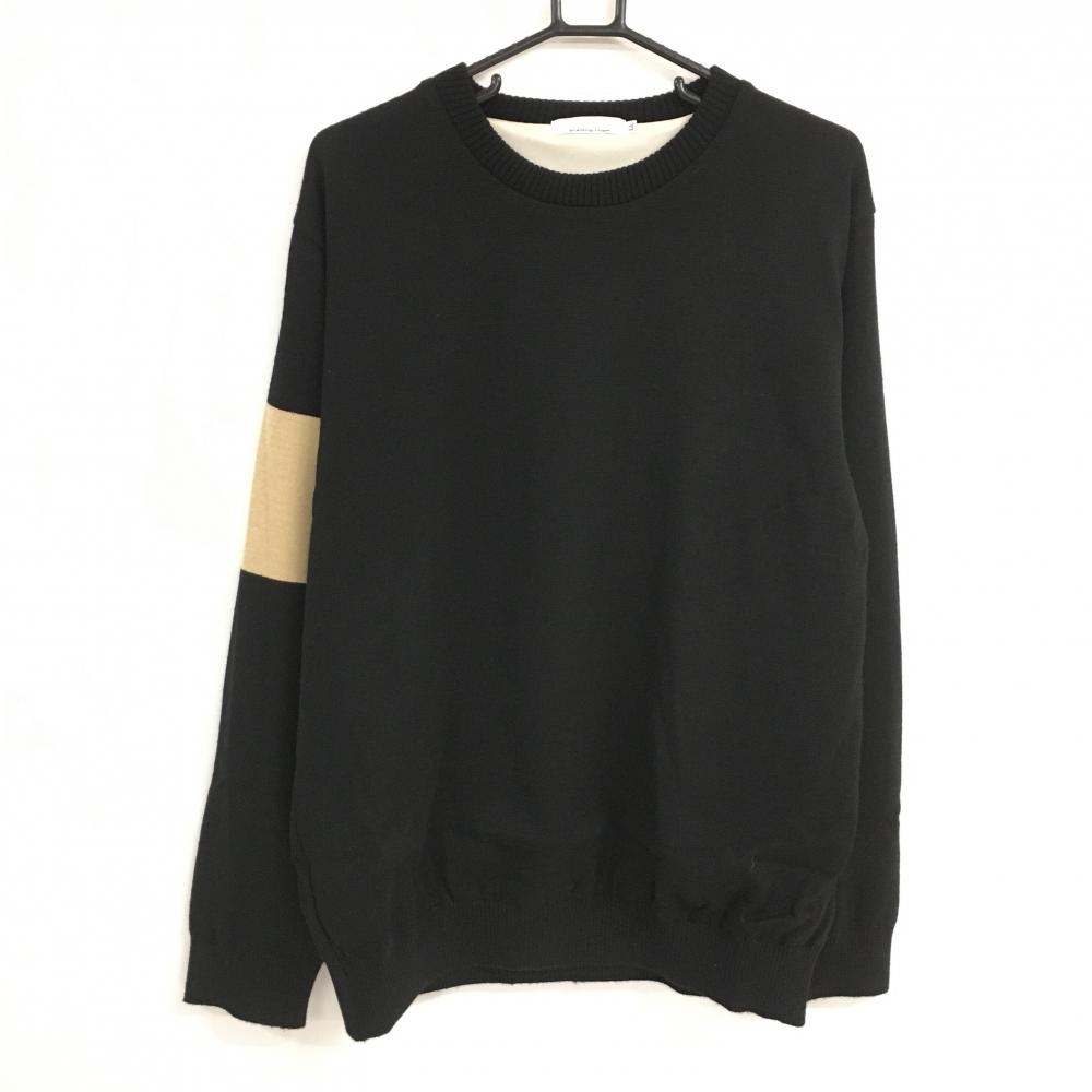 【超美品】ヤミーローズ 裏地付セーター 黒×ベージュ ウール混 ニット メンズ LL ゴルフウェア yummy rose