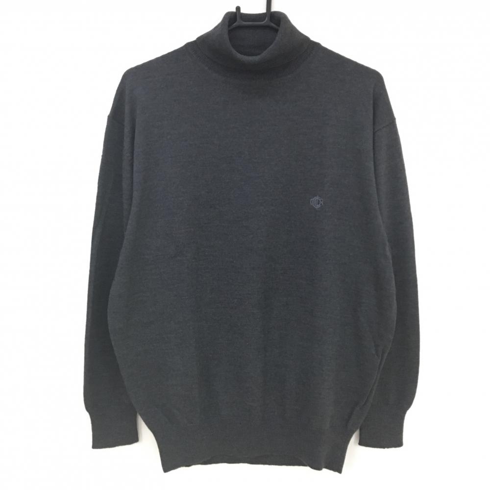 【超美品】クリスチャンディオールムッシュ タートルネックセーター ダークグレー ニット メンズ L ゴルフウェア Christian Dior MONSIEUR