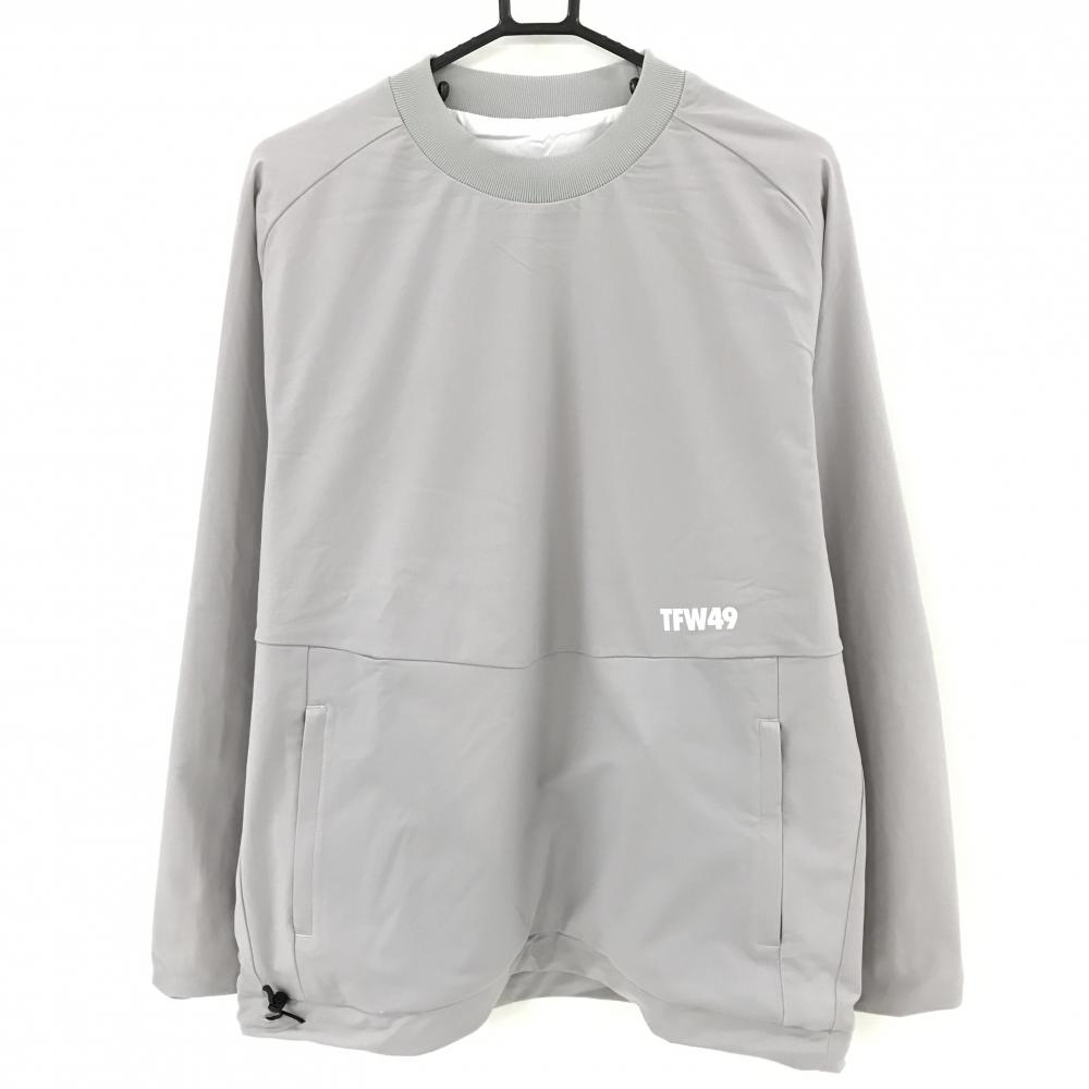 【超美品】ティーエフダブリュー リバーシブルスニード ライトグレー×白 ロゴプリント 裏白 ブルゾン メンズ XL ゴルフウェア TFW49