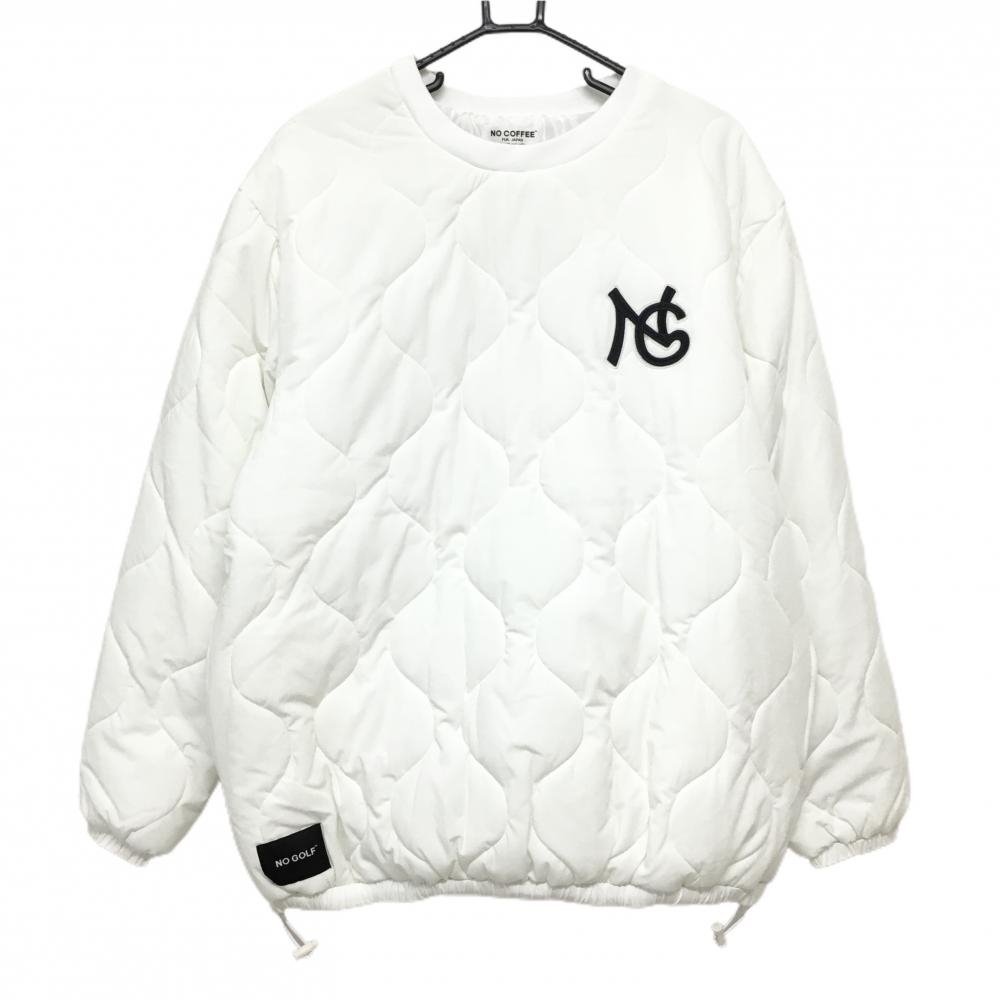 【超美品】ノーコーヒー×クラブハウス 中綿スニード 白×黒 キルティング 裾ドローコード ピステ メンズ XL ゴルフウェア NO COFFEE