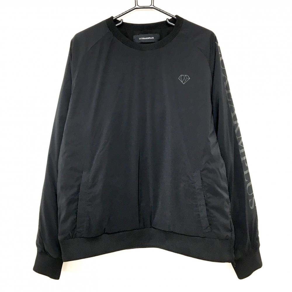 【美品】リュクスエイケイエムプラス 中綿スニード 黒 後ろビッグロゴ サイドジップ ブルゾン メンズ XL ゴルフウェア LUXEAKMPLUS