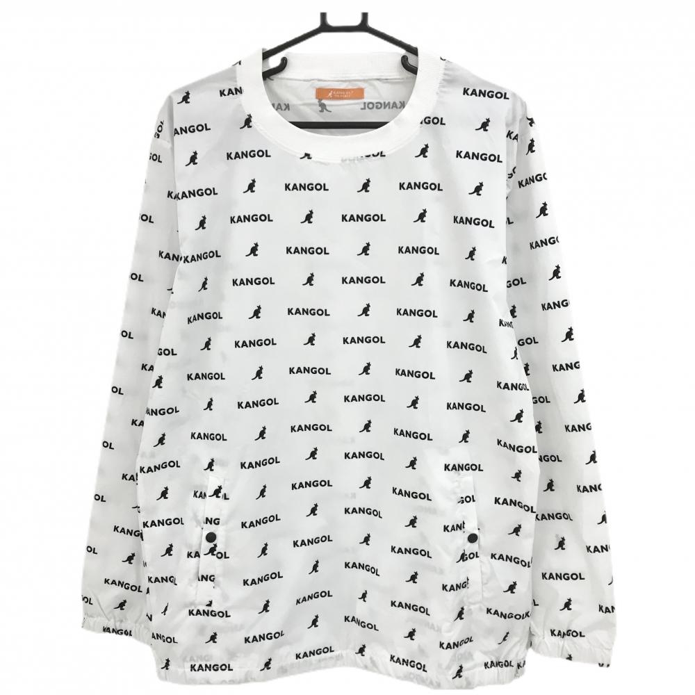 【美品】カンゴール スニード 白×黒 ロゴ総柄 ブルゾン  メンズ LL ゴルフウェア KANGOL