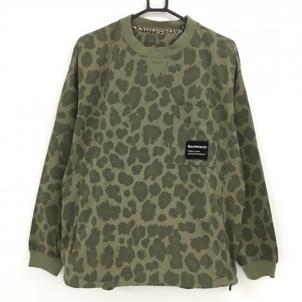 【美品】バックワーズ スニード カーキ レオパード柄 ナイロン90％  メンズ M ゴルフウェア 2024年モデル Backｗards
