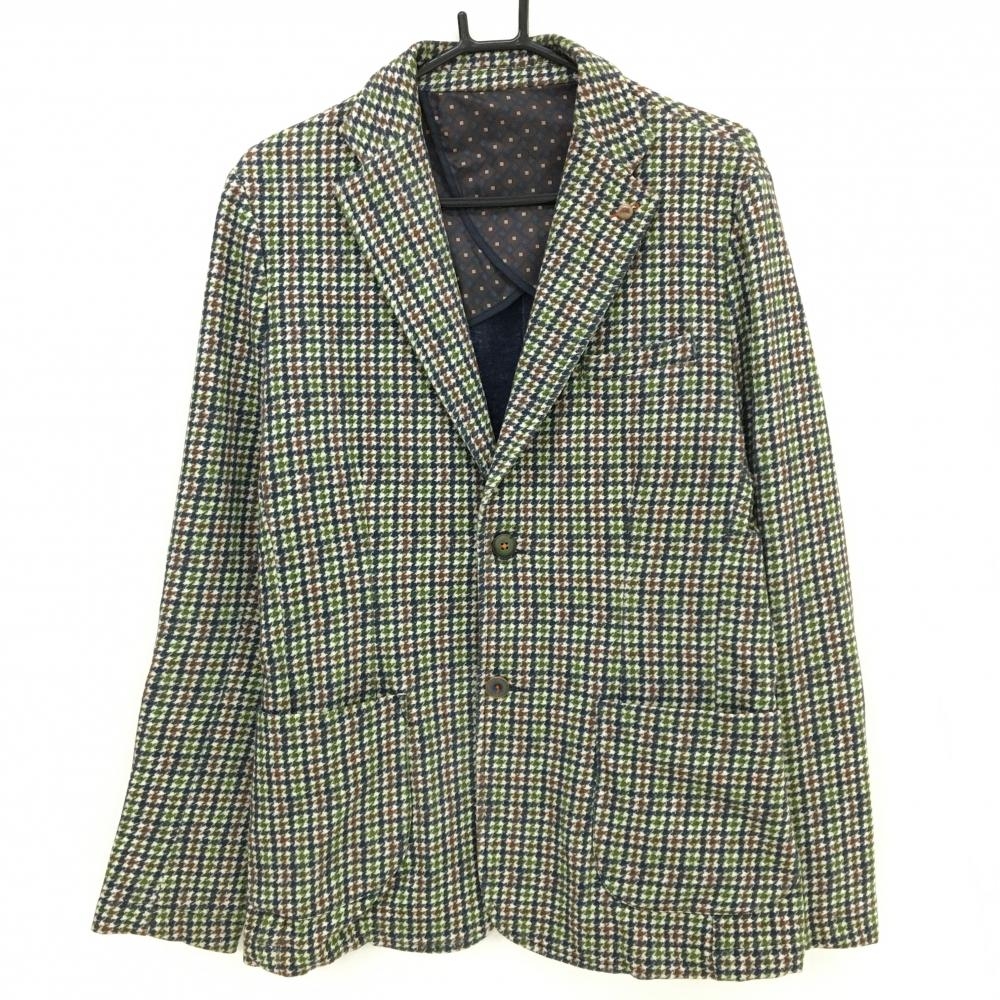 ボブ テーラードジャケット グレー×ブラウン×グリーン 千鳥格子 ピンバッチ付 メンズ 48 ゴルフウェア BOB