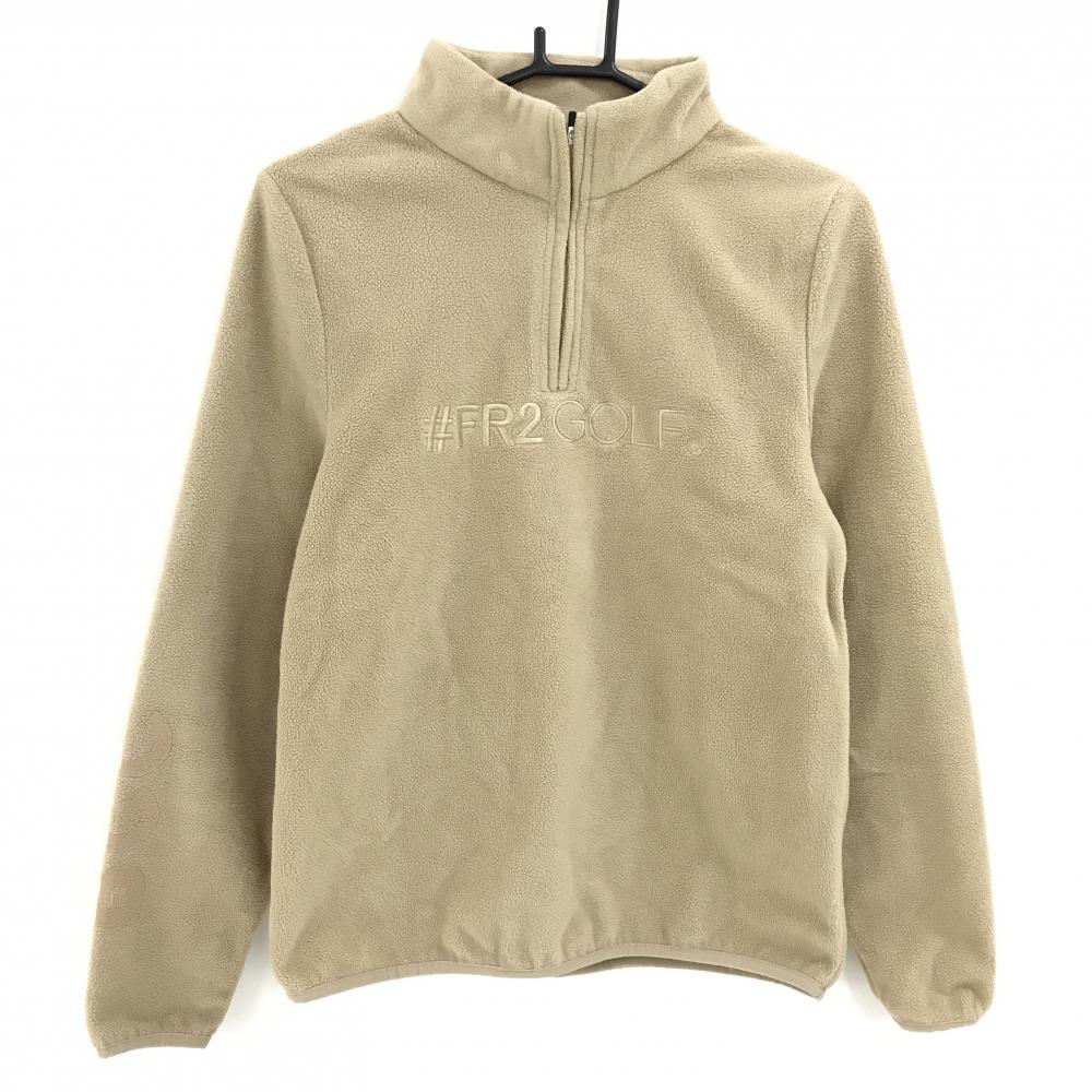 【美品】エフアールツーゴルフ フリースブルゾン ベージュ ハーフジップ メンズ S ゴルフウェア FR2 GOLF