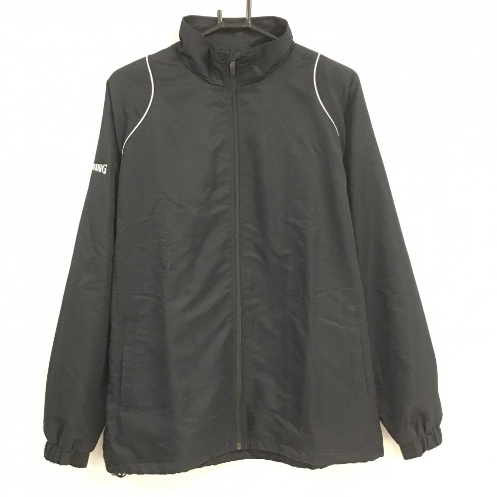 【新品】スポルディング ジャケット 黒 裏微起毛 ロゴ刺しゅう メンズ M ゴルフウェア SPALDING