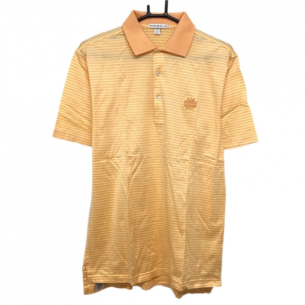 ピーターミラー 半袖ポロシャツ イエロー×オレンジ ボーダー コットン100％  メンズ S ゴルフウェア PETER MILLAR 画像