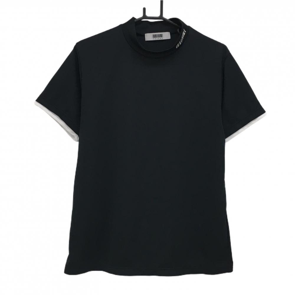 【超美品】フィルコッド 半袖ハイネックシャツ 黒×白 重ね着風 メンズ L ゴルフウェア felkod 画像