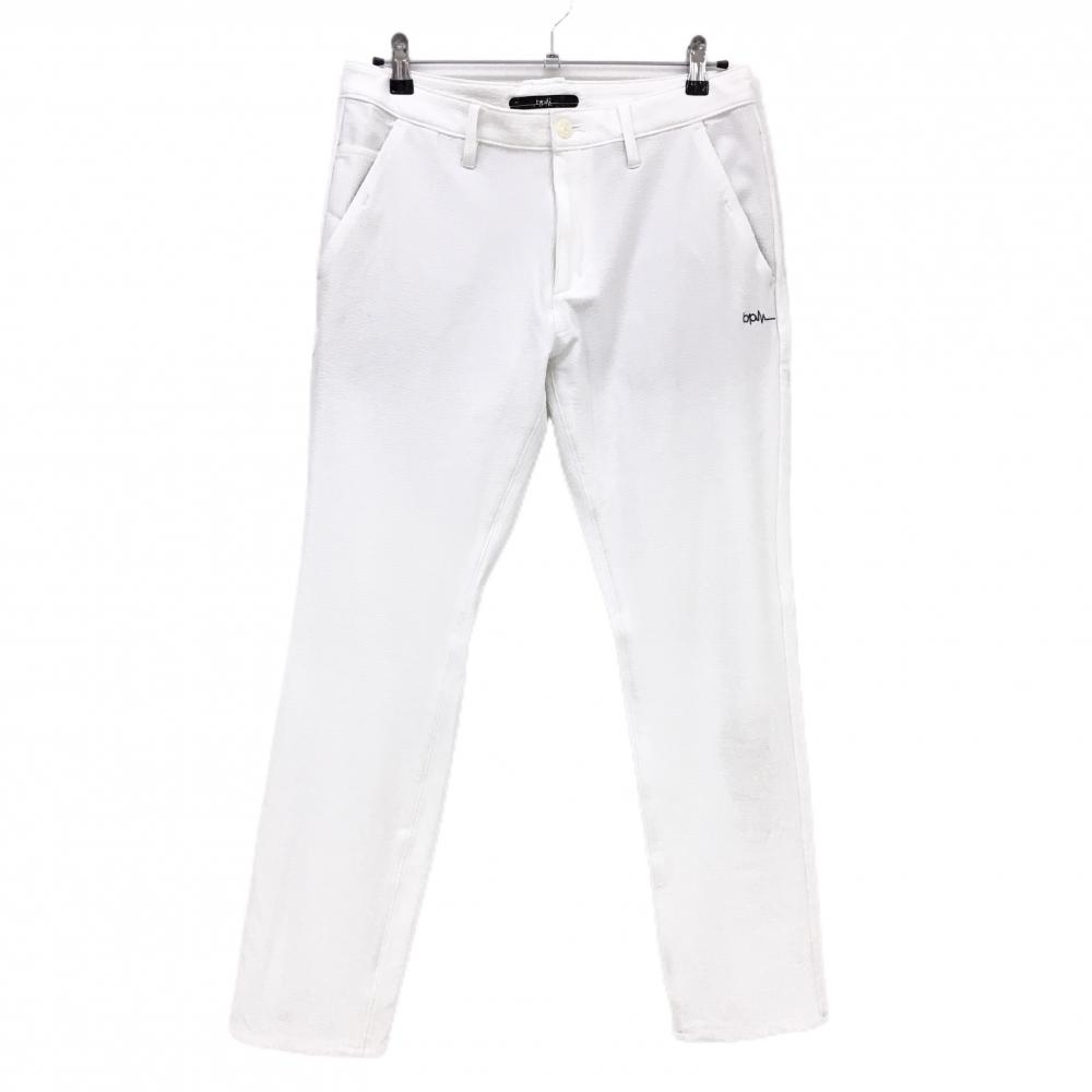 ナノユニバースゴルフ パンツ 白 ストライプ織生地 ビーツパーミニット メンズ M ゴルフウェア nano universe GOLF 画像