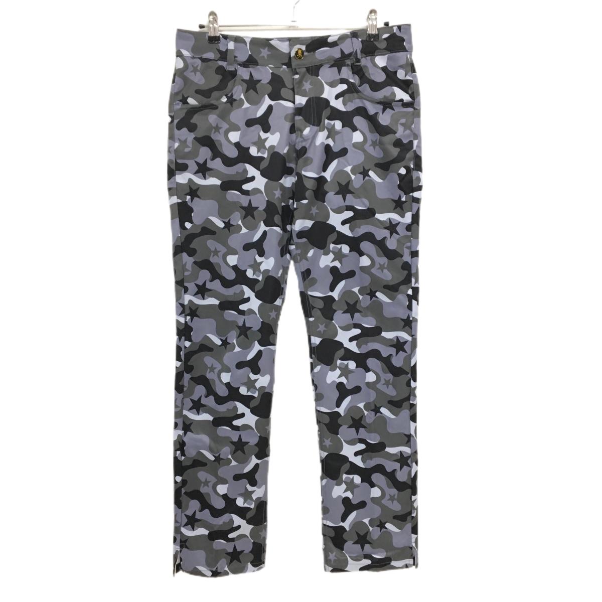 バーディーハント パンツ 黒×グレー系×カーキ系 カモフラ 迷彩  メンズ 34 ゴルフウェア Birdie hunt