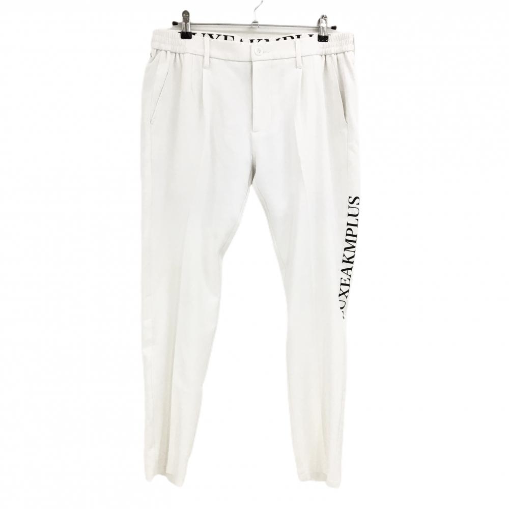 リュクスエイケイエムプラス パンツ 白 サイドロゴ ストレッチ メンズ XL ゴルフウェア LUXEAKMPLUS