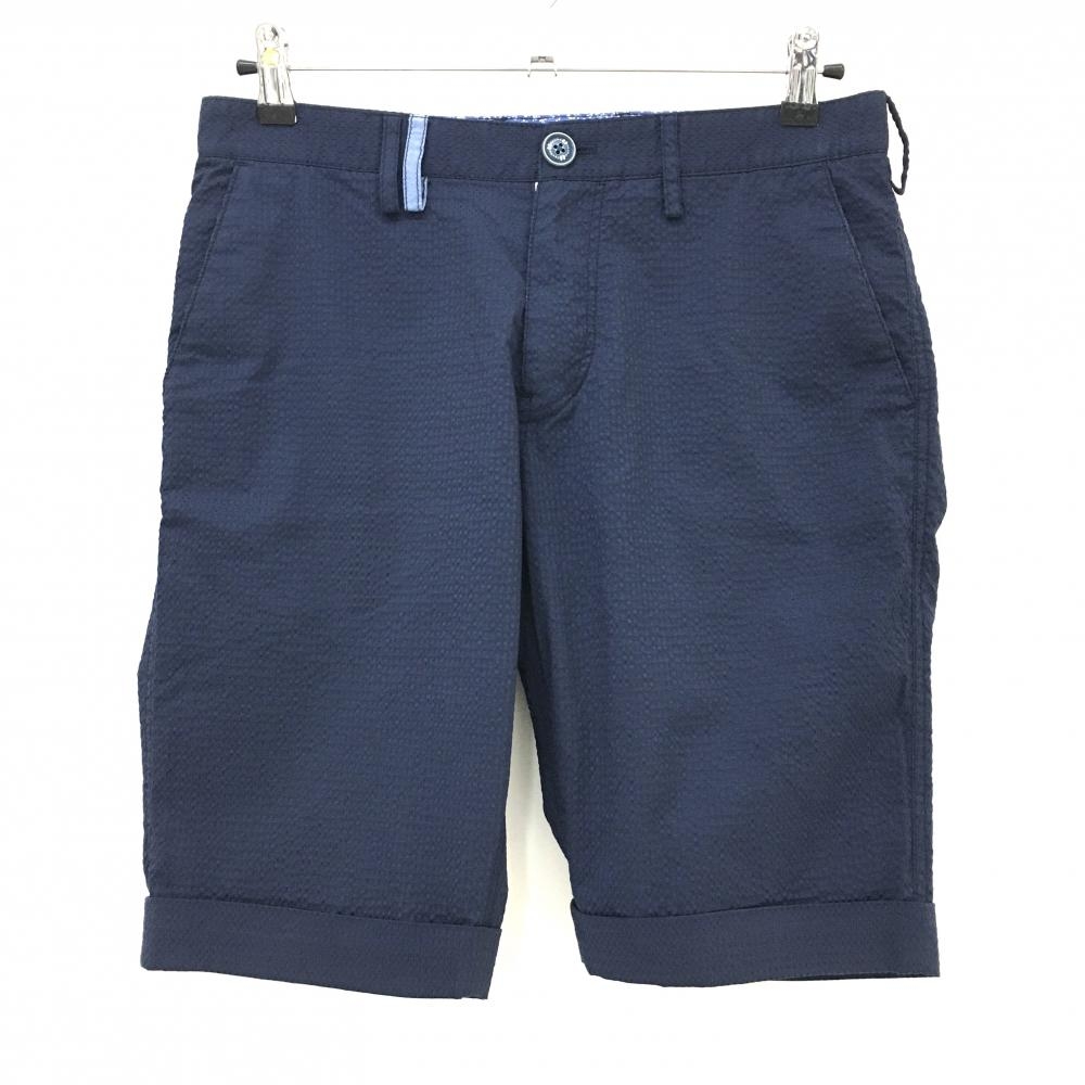 トヴホ ハーフパンツ ネイビー サッカー生地 ストレッチ メンズ 02 ゴルフウェア tovho