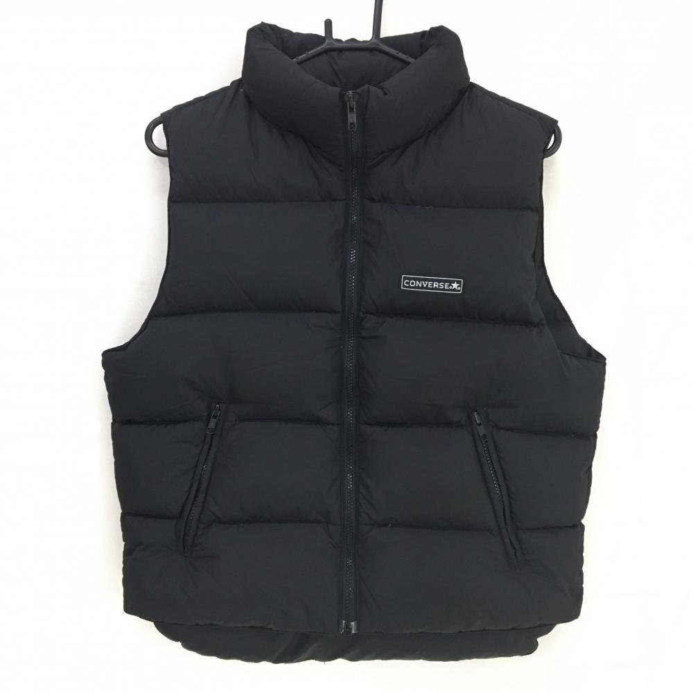 コンバース ダウンベスト 黒 ロゴ  レディース S ゴルフウェア CONVERSE