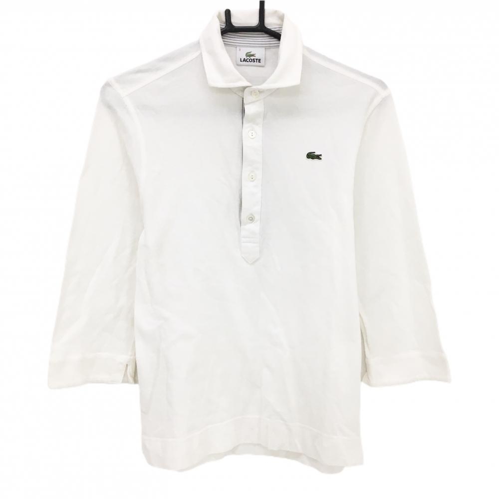 ラコステ 長袖ポロシャツ 白 胸ロゴ 七分袖  レディース 3(M) ゴルフウェア LACOSTE