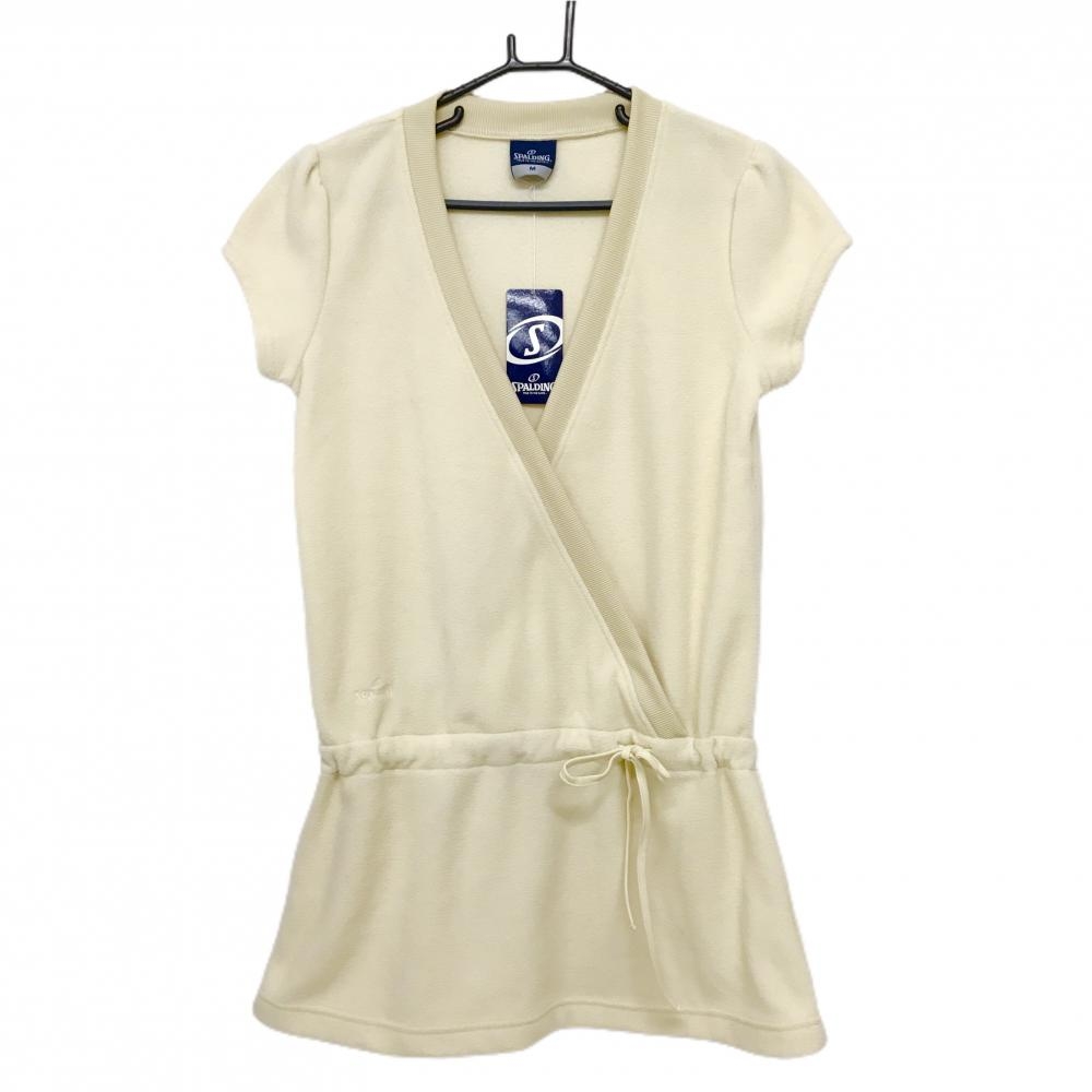 【未使用品】スポルディング 半袖ワンピース アイボリー 起毛 裾汚れ少 レディース M ゴルフウェア SPALDING