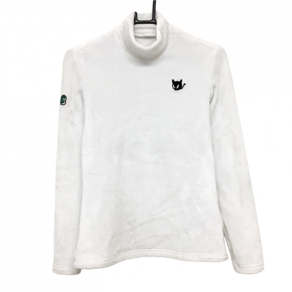 【超美品】ワック ボア長袖ハイネックシャツ 白 袖ワッペン 韓国モデル レディース 3(L) ゴルフウェア WAAC