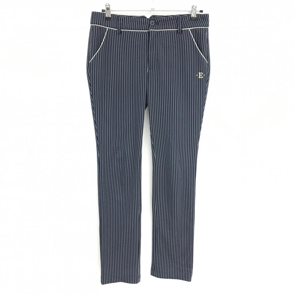 【超美品】エピキュール パンツ ネイビー×白 ストライプ ストレッチ  レディース O ゴルフウェア Epicure