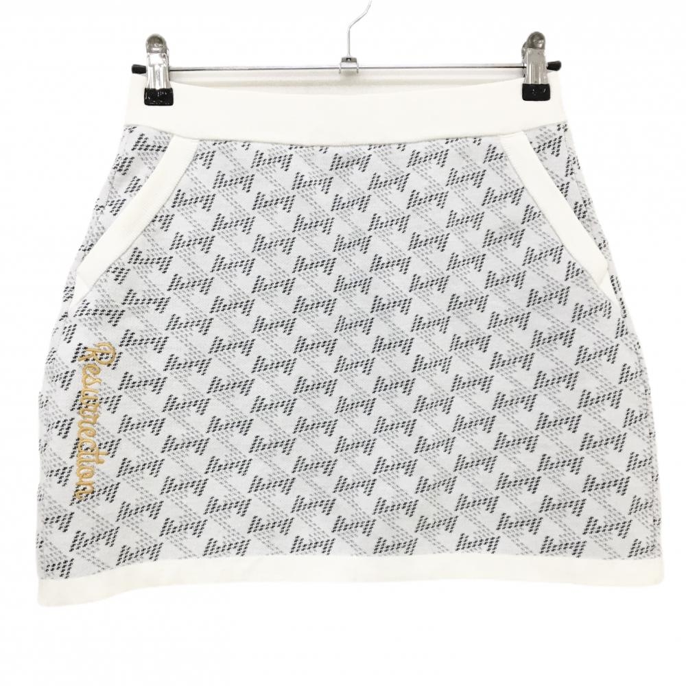 【新品】レザレクション ニットスカート 白×グレー 総柄 ダイナホット アクリル混 ウエストゴム  レディース M ゴルフウェア Resurrection