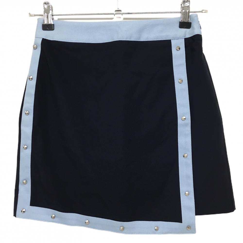 【未使用品】ジェイジェーン スカート ネイビー×ライトブルー スタッズ 韓国モデル  レディース XS ゴルフウェア J.JANE