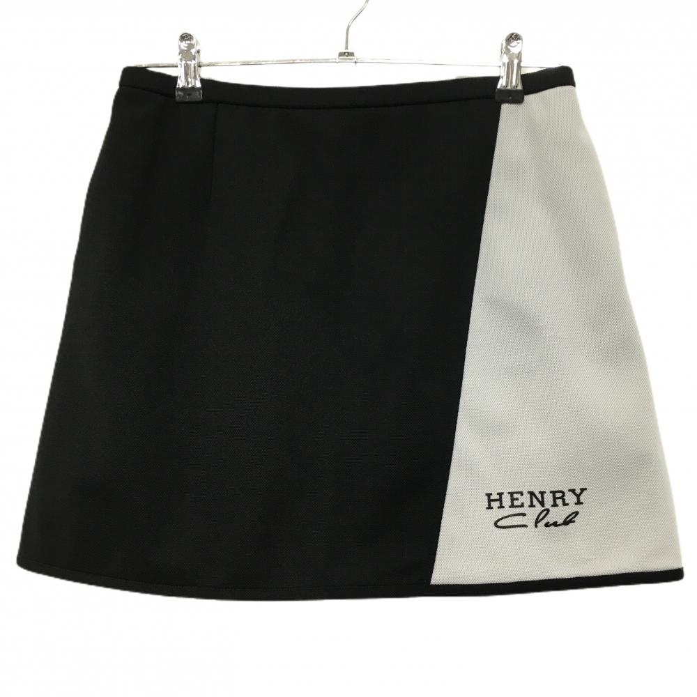 【美品】ヘンリークラブ スカート 黒×グレー ロゴ黒 レディース 42(L) ゴルフウェア HENRY CLUB