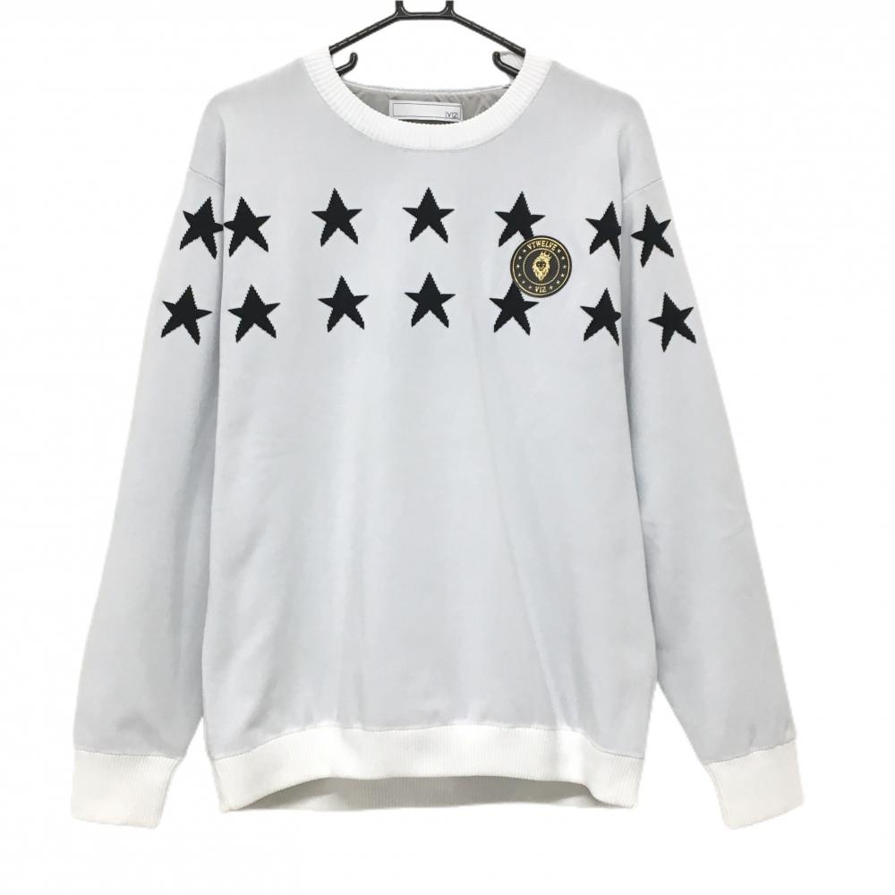 【美品】ヴィトゥエルヴ セーター 白×黒 胸元星 裏地付 ニット  メンズ XXL ゴルフウェア V12