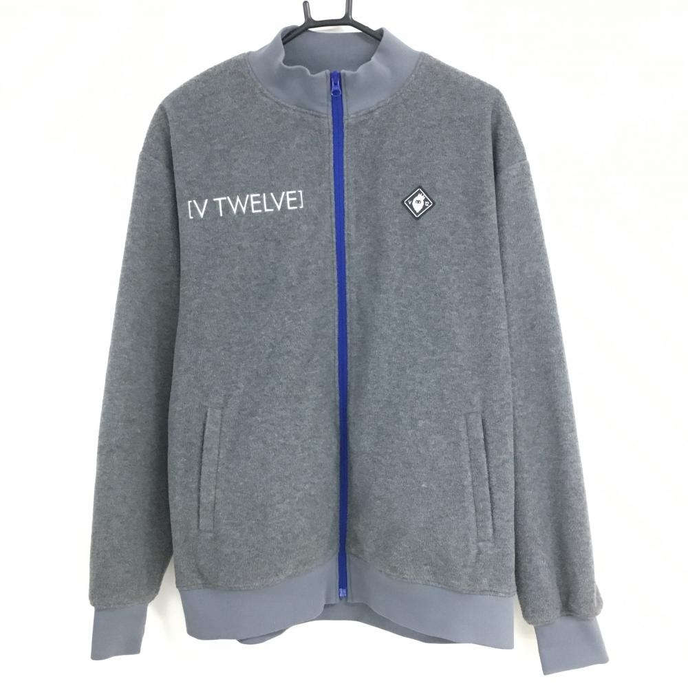 【美品】V12 ジャケット グレー フリース 裏地付 バックロゴ メンズ XL ゴルフウェア V12