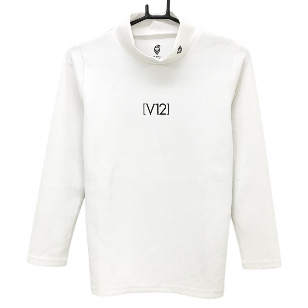 【美品】V12 長袖ハイネックシャツ 白 バックロゴプリント  メンズ 0(S) ゴルフウェア V12
