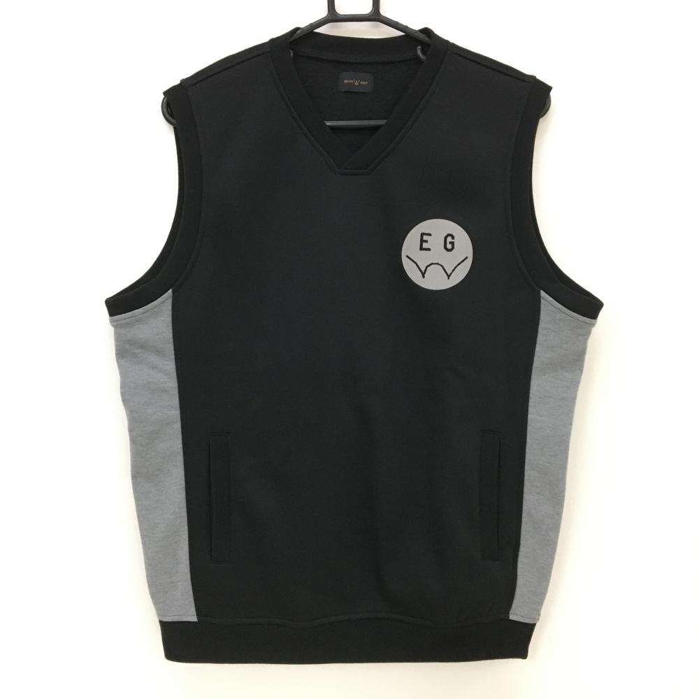 【超美品】エドウィンゴルフ ベスト 黒 サイド切替 裏起毛  メンズ L ゴルフウェア EDWIN GOLF